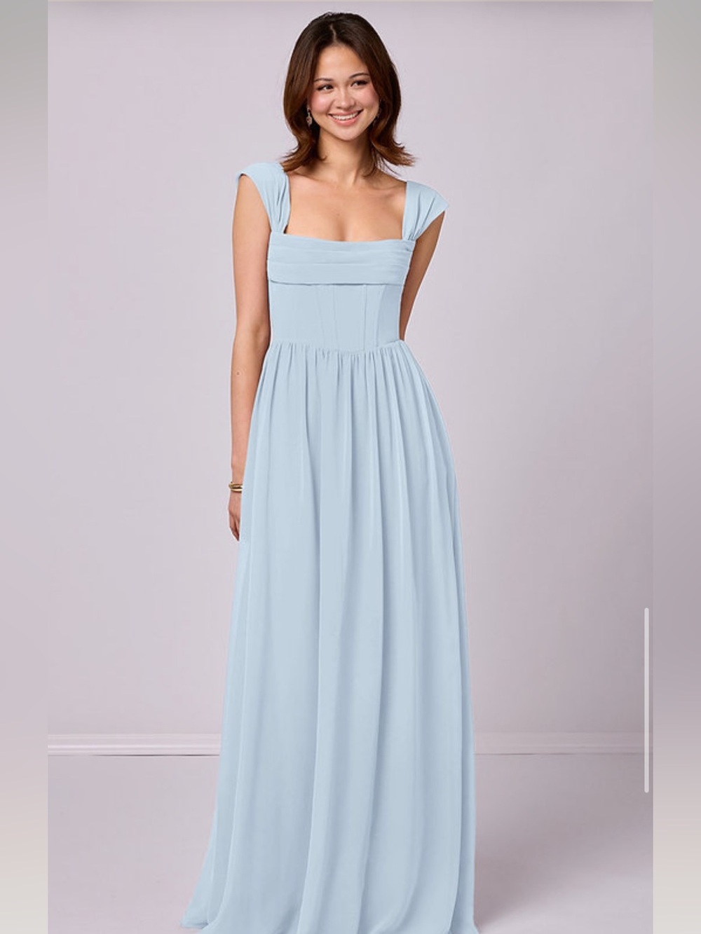 Azazie Barbie Mist Chiffon Empire Waist Maxi Dress 1031